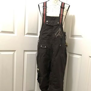 Women’s Section Ski Snowboard Bibs Brown Red Black Large